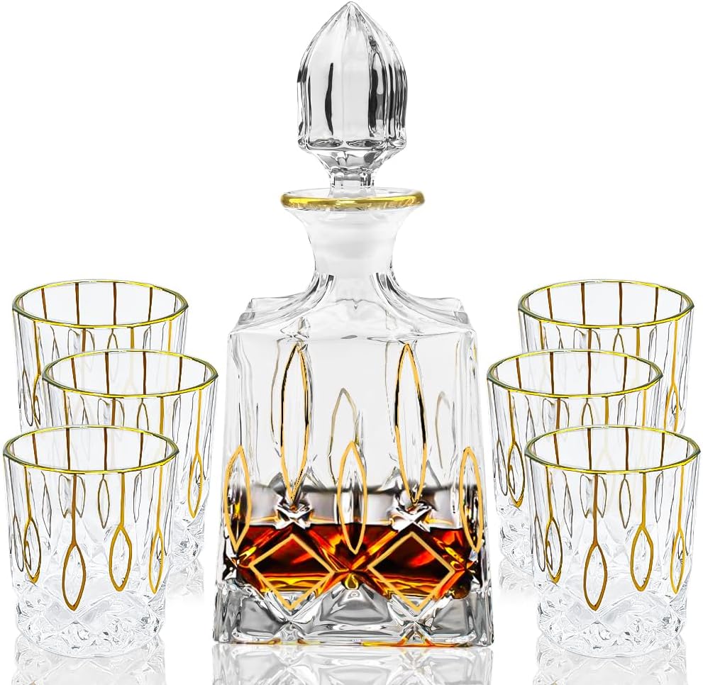 Auckyeer 800ml Whiskey Decanter Sets For Men With 6
