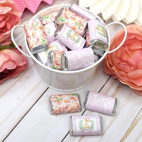 Miniatura 6 de AmandaCreation - Envoltura de calcomanías para niños, 45 etiquetas envolventes envolventes envolventes de 1.4 x 2.6 pulgadas de acuarela y jirafa