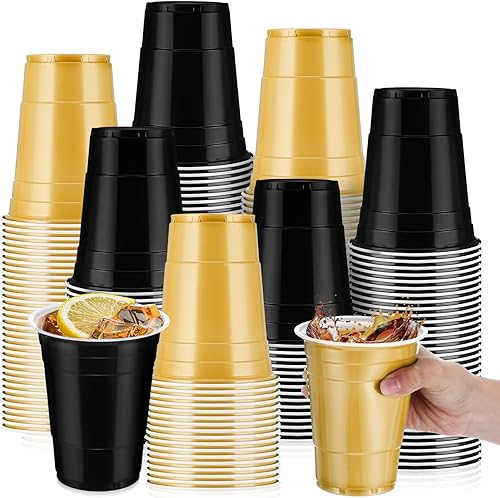 Miniatura 7 de Sunnychicc 50 vasos de plástico de 16 onzas a granel desechables a granel vasos de plástico para fiesta de cumpleaños, vasos de colores para bodas,