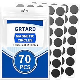 Grtard 70 Pack Round Magnets with Adhesive Backing, 0.8" x0.8" Pre-Cut Size Circle Magnetic Dots Crafts, Peel and Stick Flexible Stickey Magnet Dots for DIY, Classroom, Refrigerator, Art Projects