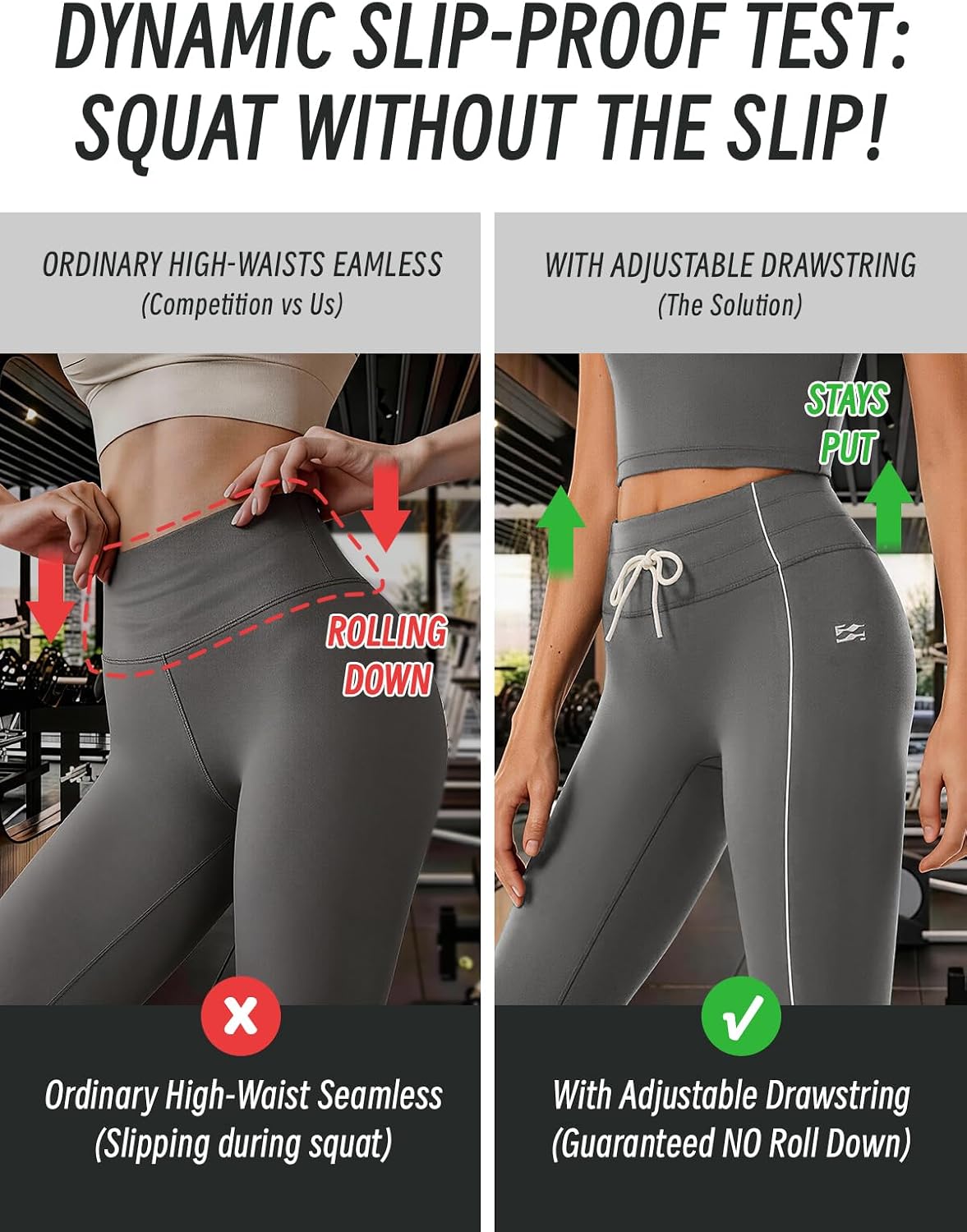 Drawstring Seamless Leggings for Women, High Waist Workout Yoga Pants, Running & Gym Sweatpants