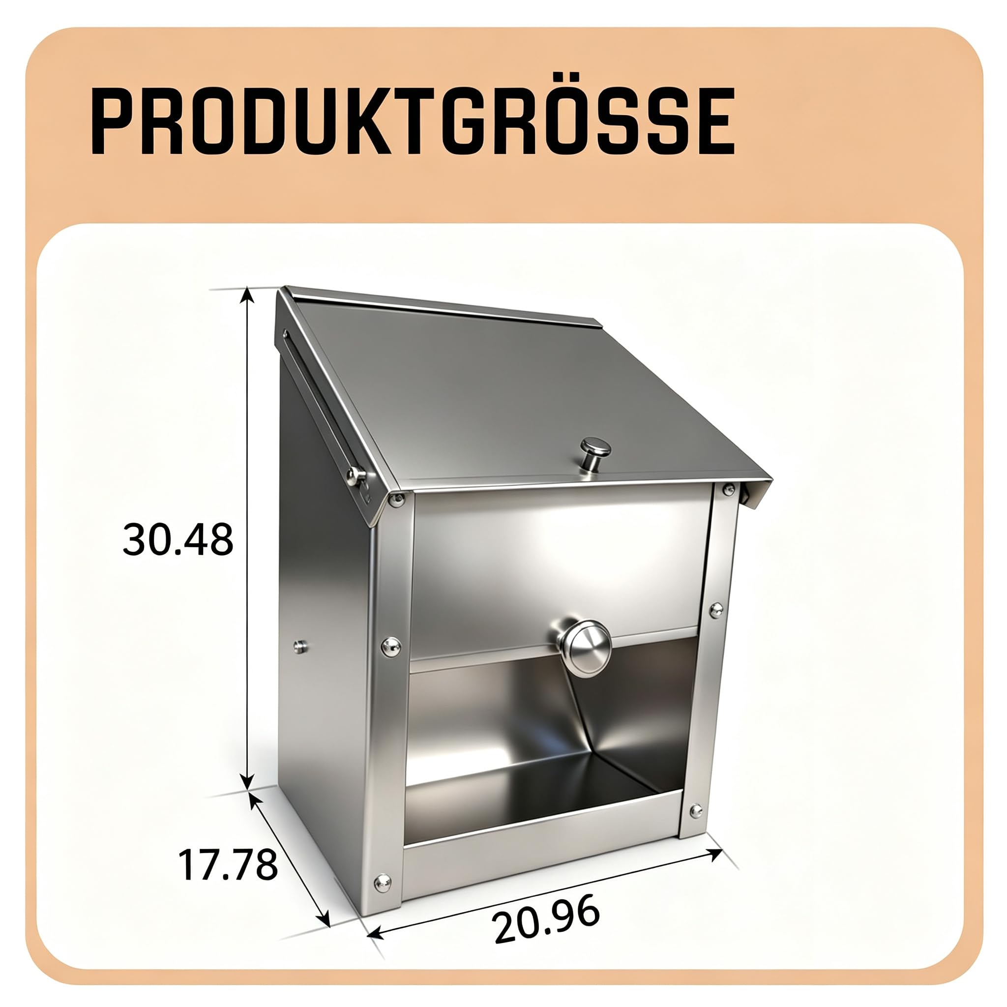 Automatischer Hühnerfutterspender Edelstahl Geflügel Futterspender Futtertrog mit Deckel Hängender Hühnerfutterspender Futterstation