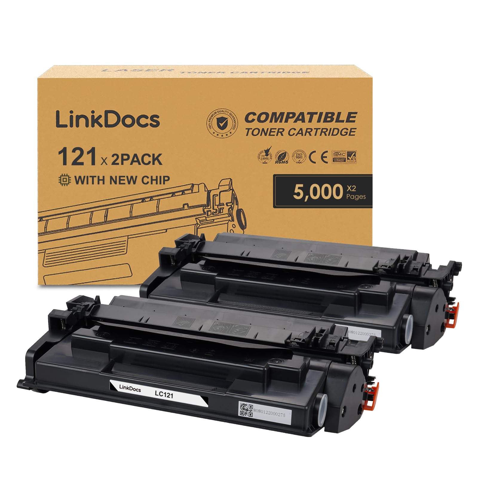 LinkDocs 121 Toner Cartridge Replacement for Canon 121 CRG-121 CRG121 3252C001 High Yield Toner Cartridge Used with Canon imageCLASS D1620 D1650
