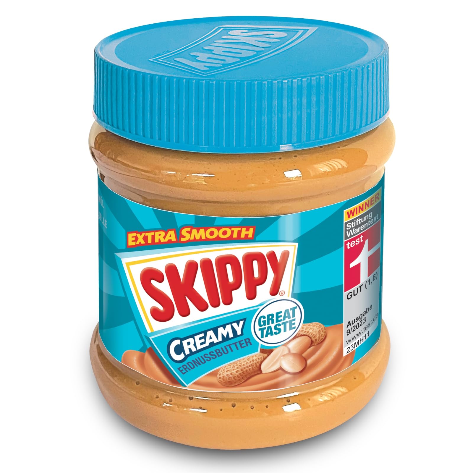 SKIPPY 2 x 340 g masło orzechowe "kremowe" masło orzechowe bez oleju palmowego bardzo gładkie i 91% orzeszki ziemne bez kawałków pyszne masło orzechowe o pełnym i kremowym smaku