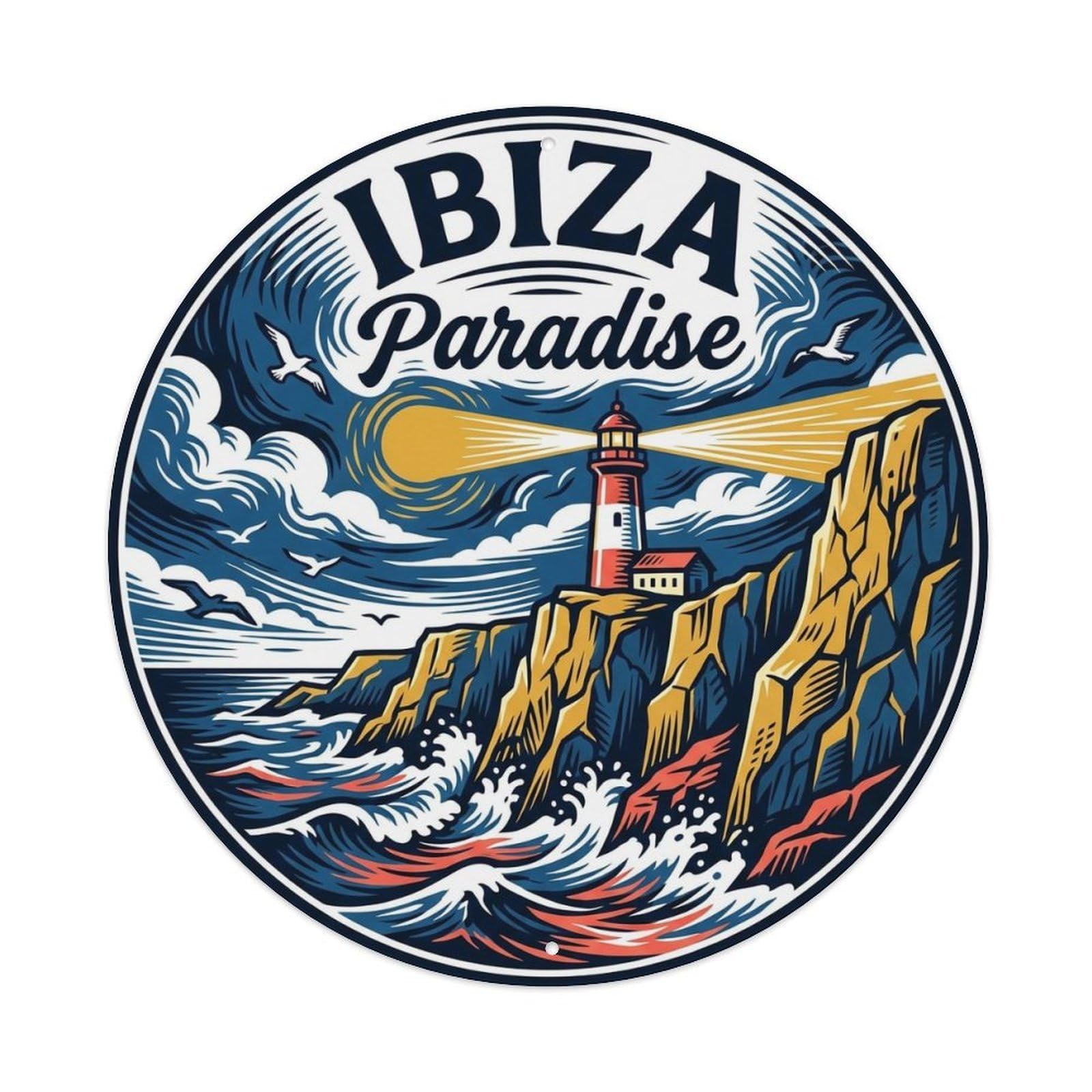 Vintage Travel Ibiza Spain Quarter Metal Tin Sign