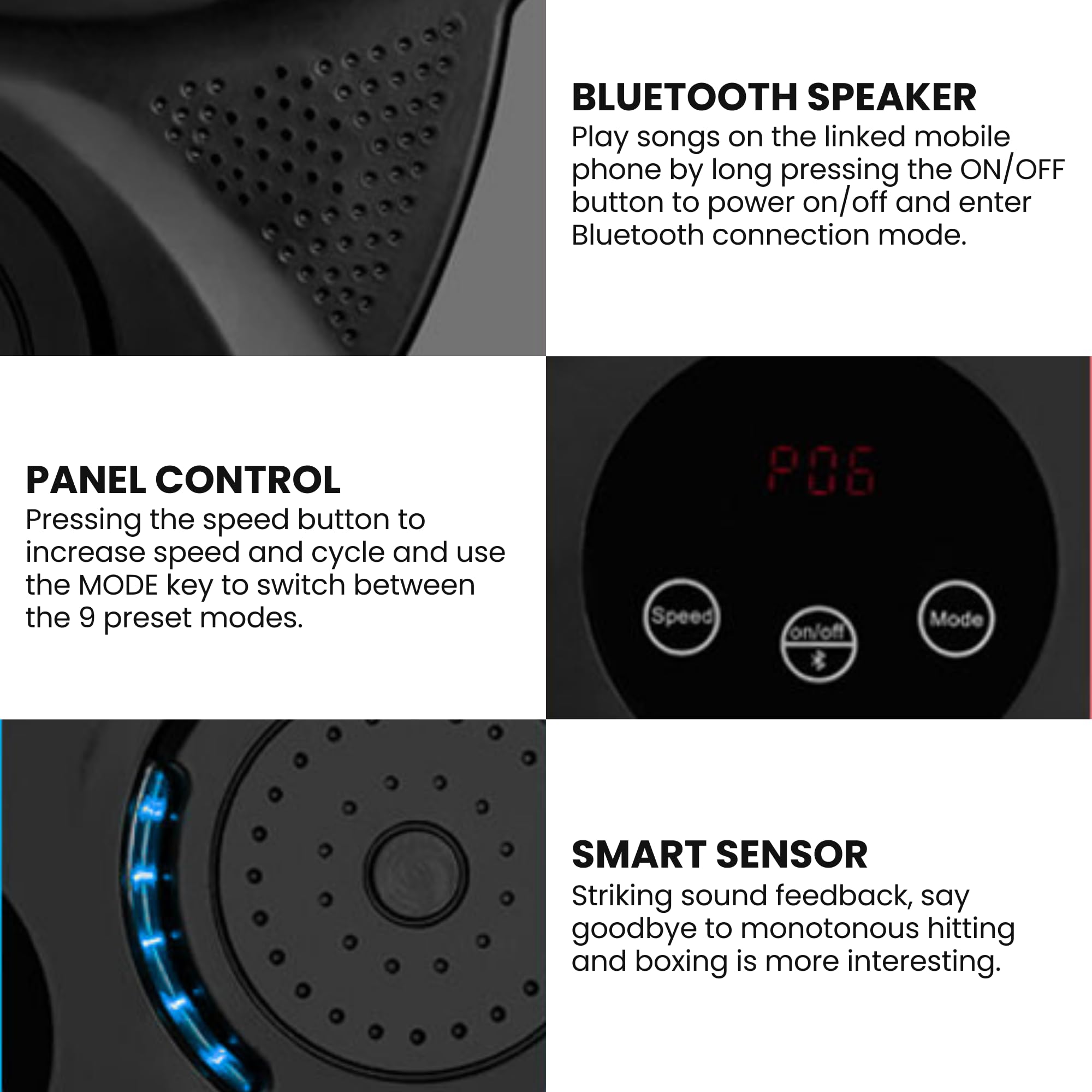 Macchina da Boxe Musicale, Attrezzatura da Allenamento per Boxe a Parete In PU con Guantoni da Boxe, Pad da Boxe a LED, Bluetooth, Luci al Ritmo Della Musica. (2 mode, 43x43x5 cm)