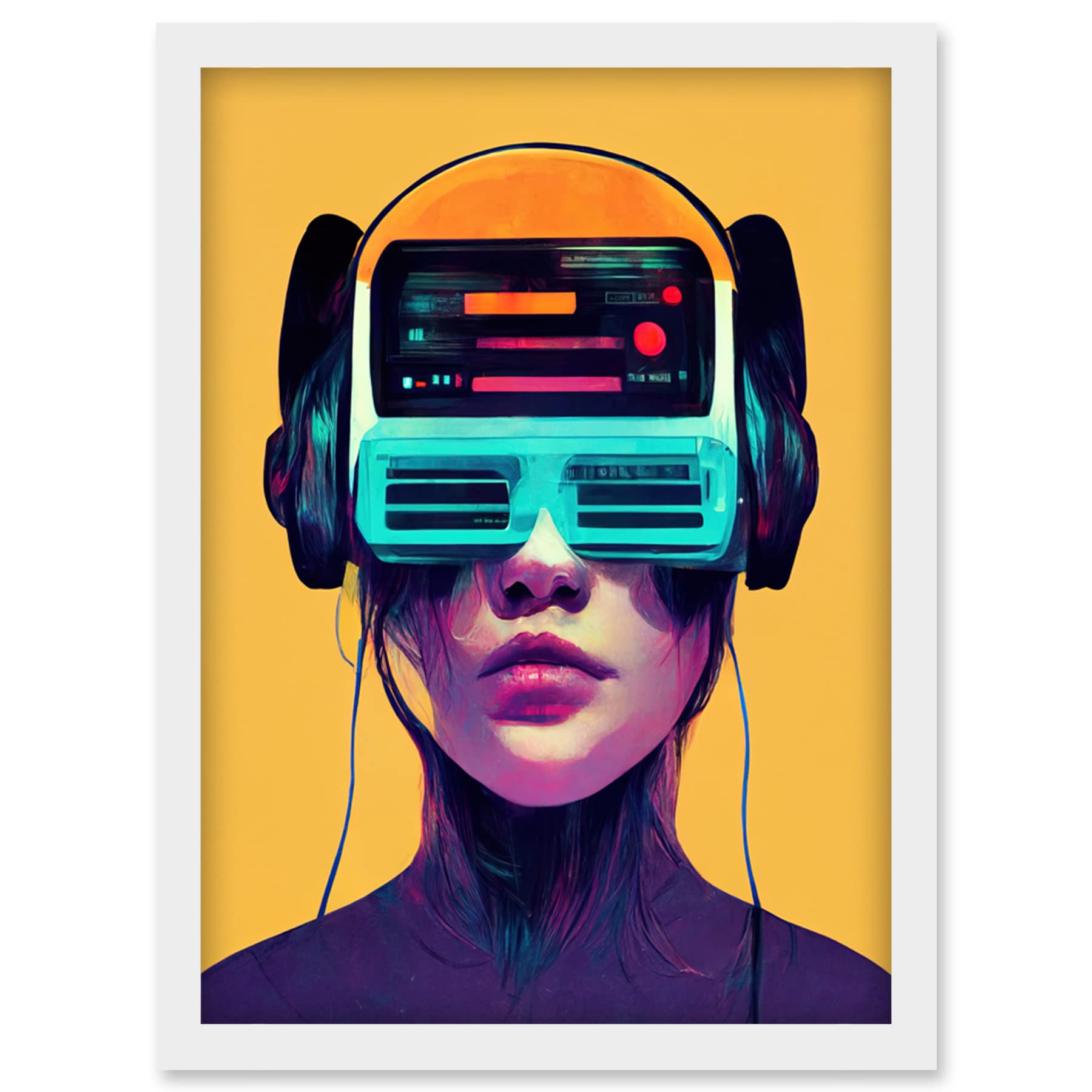 Doppelganger33 LTD The Gamer Streaming VR Headset Retro Futurist Kids Artwork Framed Wall Art Print A4