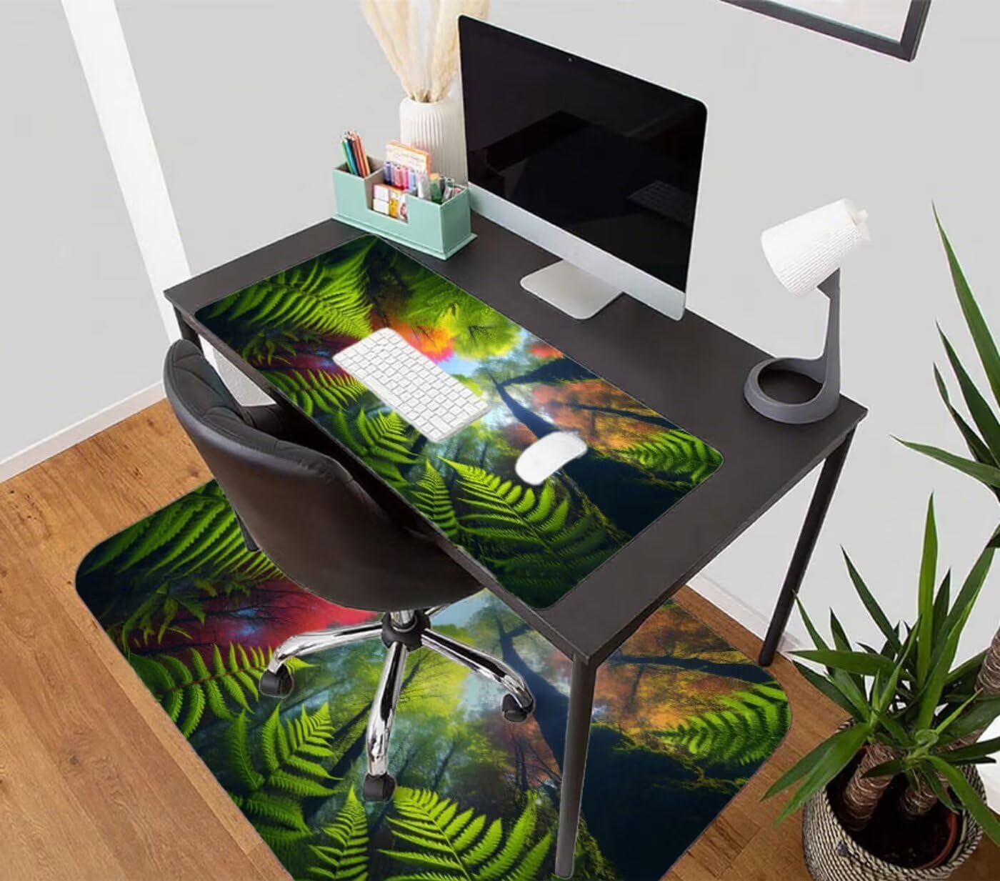 Podkładka pod mysz do gier XXL 1000 x 500 x 3 mm, zielona duża podkładka pod mysz do gier XXL z wodoodporną i antypoślizgową gumą, podkładka pod mysz do lasu, ręczna podkładka pod mysz do biura, do