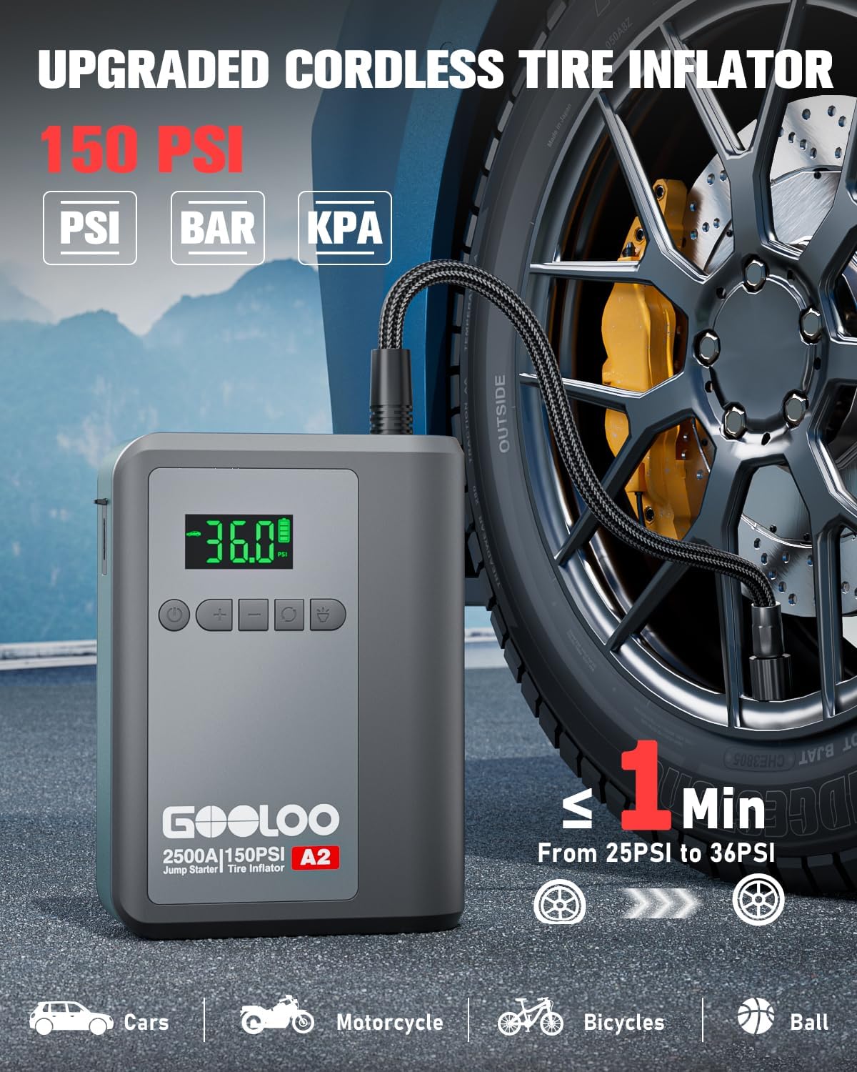 GOOLOO A2 Tire Inflator in Use