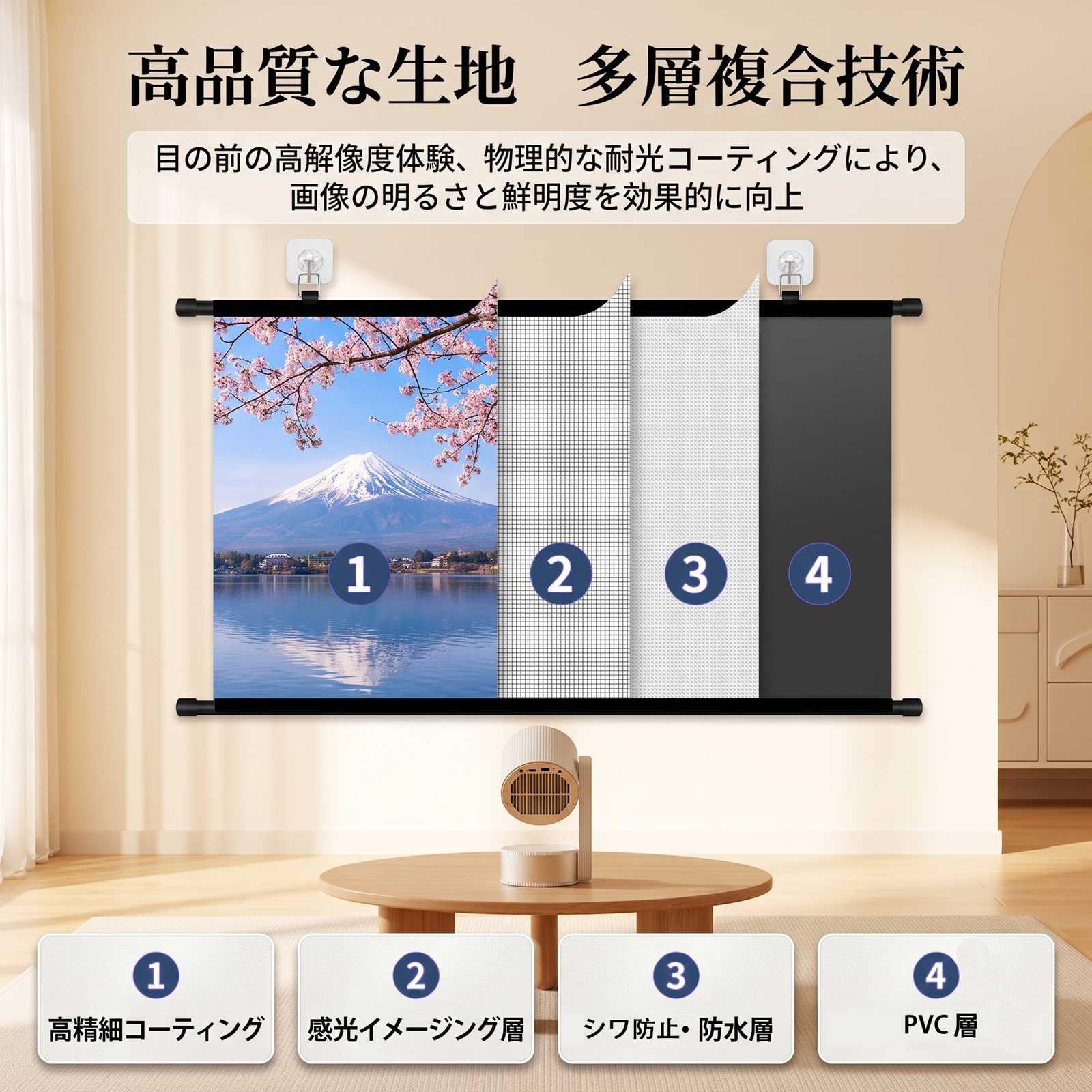 Amazon | プロジェクター スクリーン 自立式 72インチ プロジェクター