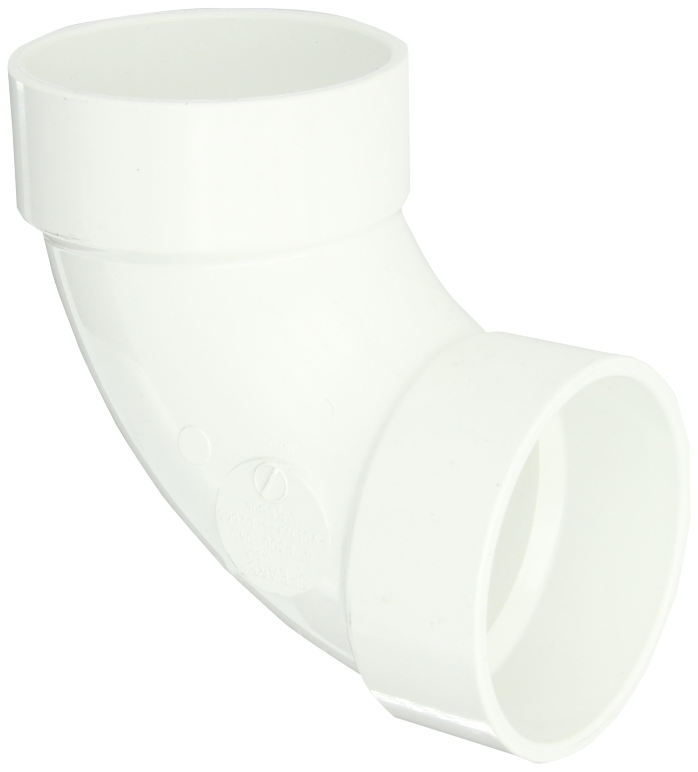 Spears P300 Series PVC DWV Pipe Fitting, 1/4 Bend, Elbow, 4