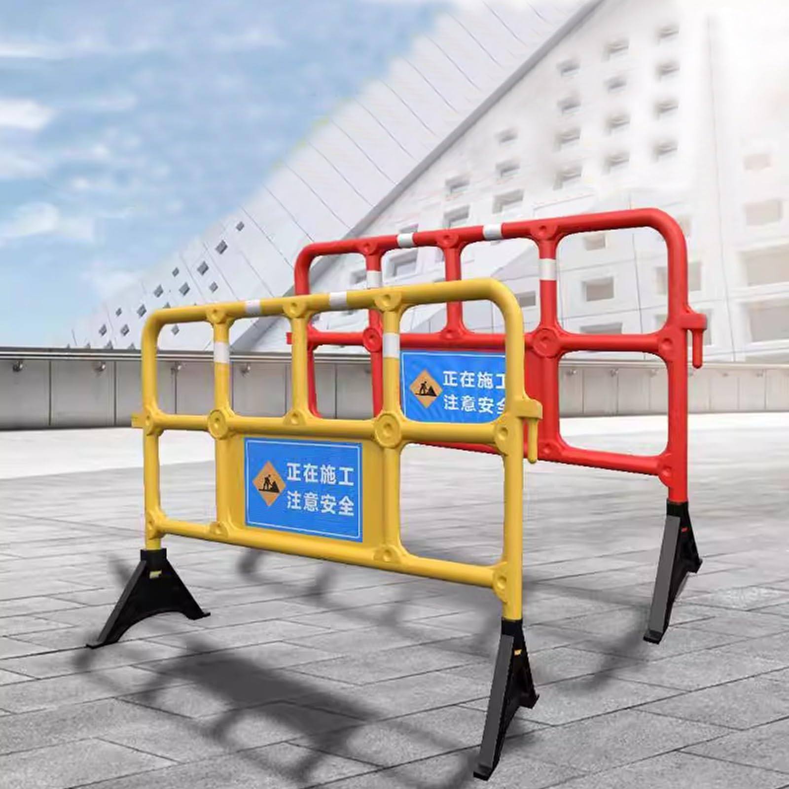 Pali Delimitatori di Traffico Flessibili Paletti Delimitazione Espandibili Barriere Sicurezza Plastica Nastro Riflettente per Vialetti Scale Parcheggi Cantieri Edili(Yellow)