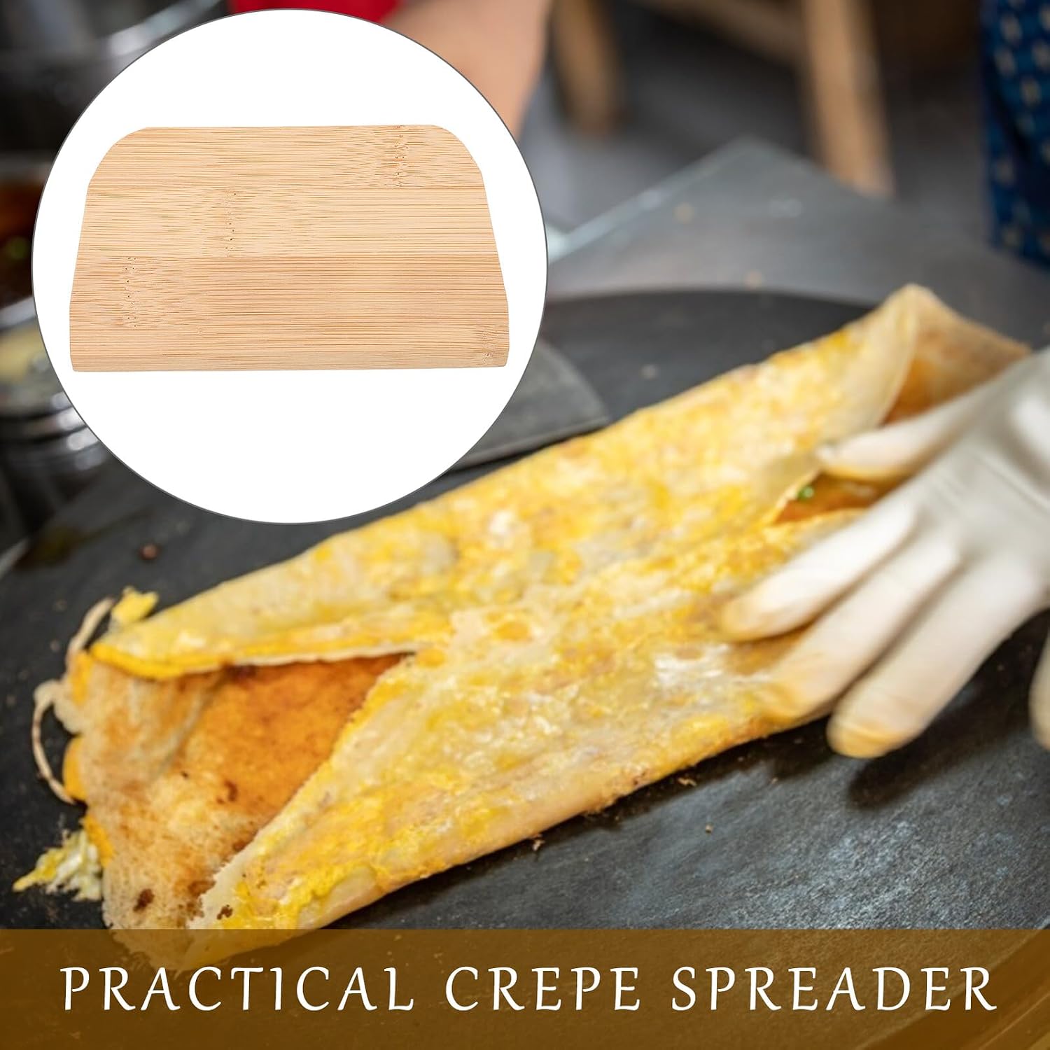 4pcs Bamboo Crepe Spatula Set, Lightweight Bench Scraper