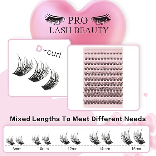 Miniatura 2 de PRO racimos de pestañas, 120 unidades, pestañas individuales en racimo, extensiones de pestañas de 0.315 a 0.630 in, pestañas de volumen, banda