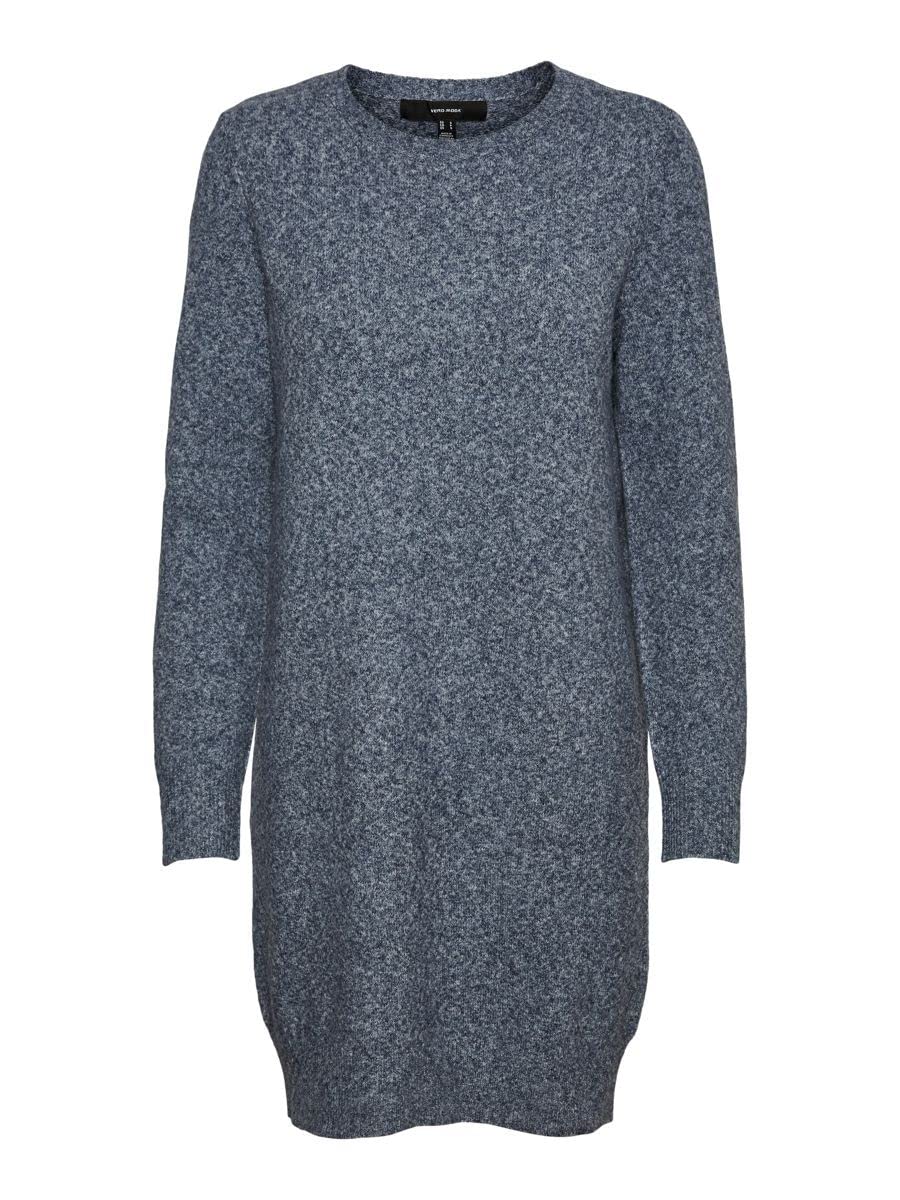Vero Moda Women's Vmdoffy Ls O-Neck Dress Ga Noos, Navy Blazer Melange, M