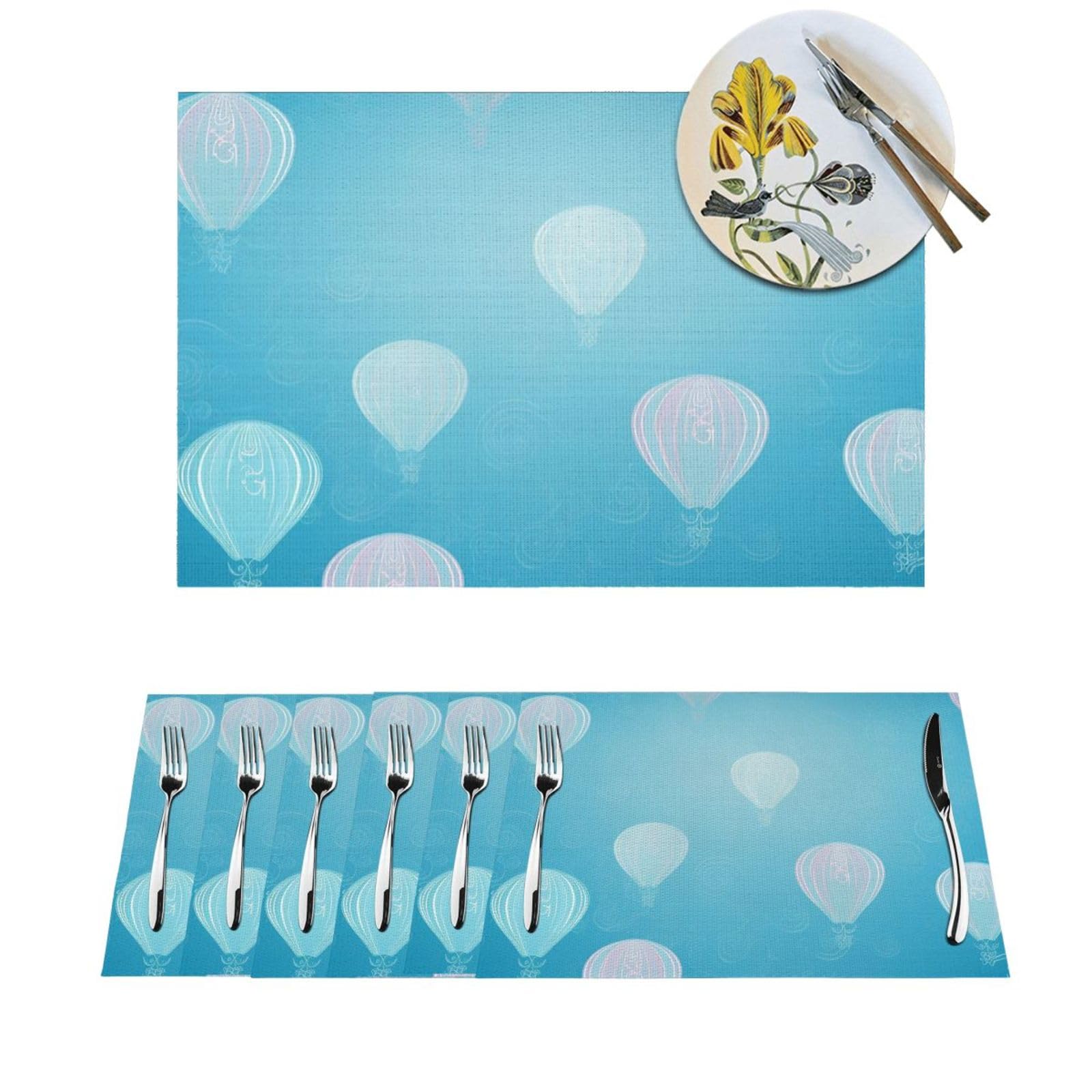 Sets de table de cuisine en PVC résistant napperons vinyle tressé 4 pièces