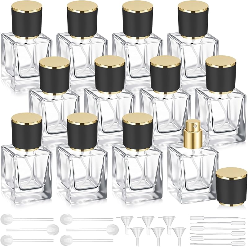 Frascos quadrados para perfume Teenyyou 30 mL, pretos, pacote com 12