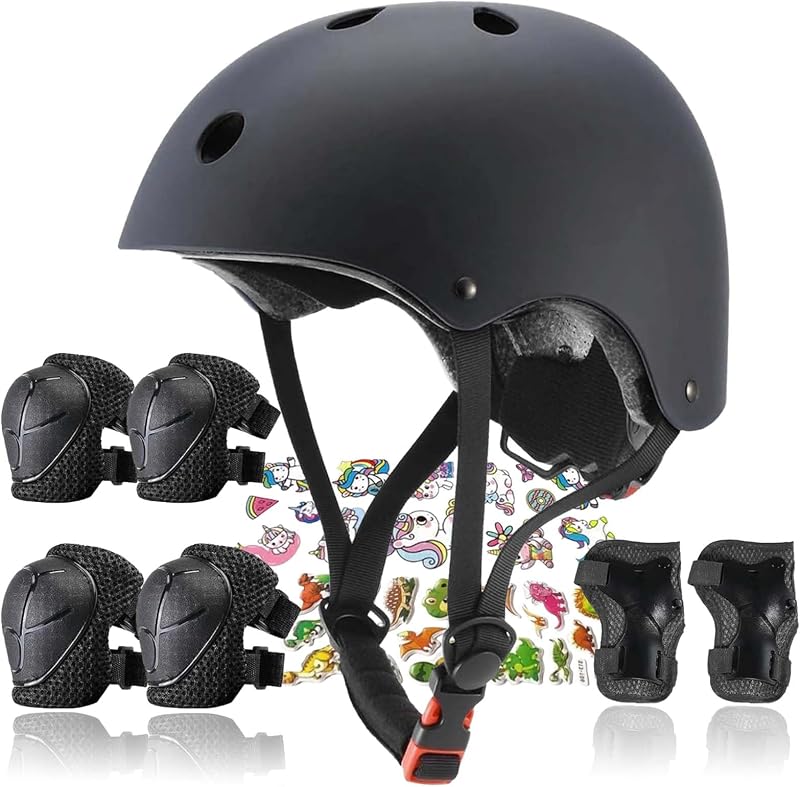 Kids Helmet,Toddler Skateboard Helmets for Ages 2-3-5-8-14 Years Boys Girls with Knee and Elbow Pads Wrist Guards fit Roller Skates,Skateboarding,Skating Scooter Adjustable Kids Helmet