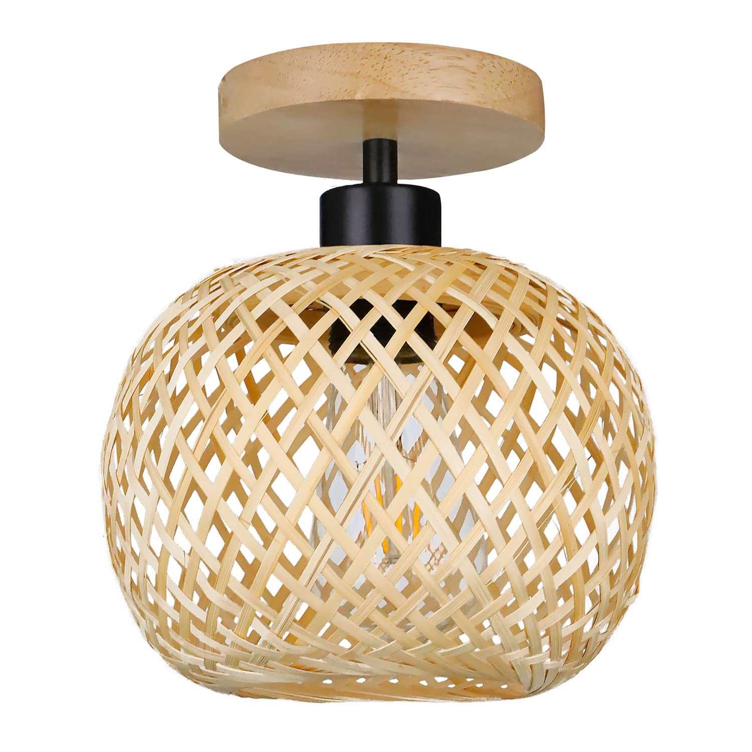 YIKEGE LICHT Vintage Boho Rattan Lampe Deckenleuchte Hngelampe - Bambus  Holz Lampenschirm Deckenlampe Badlampe Badezimmerlampe Wandlampe - E27  Deckenleuchten fr das Bad Kche Schlafzimmer Flur : Amazon.de: Beleuchtung