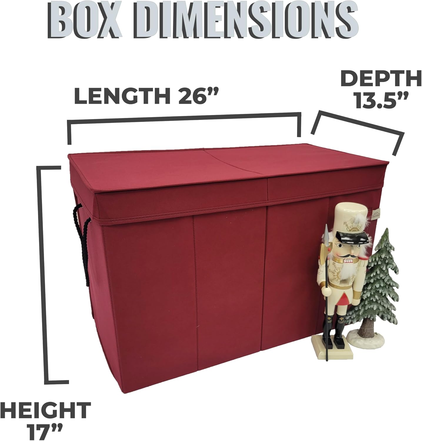 612 Vermont Tall Nutcracker and Figurine Storage Box with Adjustable Dividers, 17” H x 26” L x 13.5” D (SB-40062-VT)
