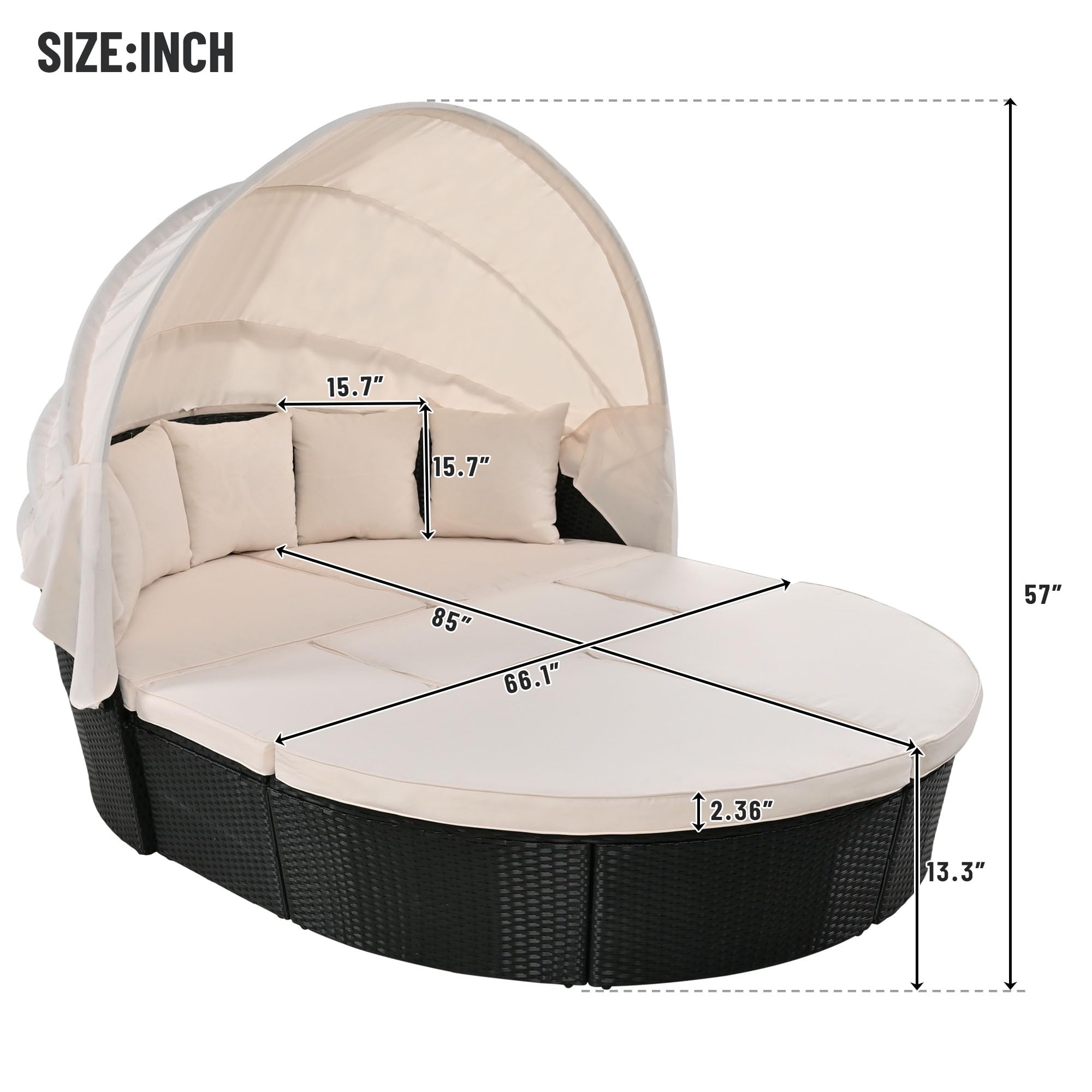 Amazon.co.jp: 屋外用籐製デイベッドサンベッド、格納式キャノピー Amazon.co.jp: 屋外用籐製デイベッドサンベッド、格納式キャノピー