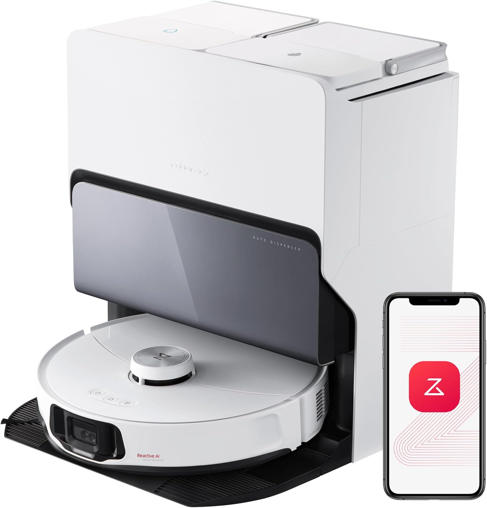 roborock S8 MaxV Ultra Robot Vacuum Cleaner, 10000Pa, Reactive AI 2.0 Obstacle, 60ยฐC Auto Mop Washing & Drying, FlexiArm Design, Corner to Edge Deep Cleaning and Lift Mop, All-in-One-Dock