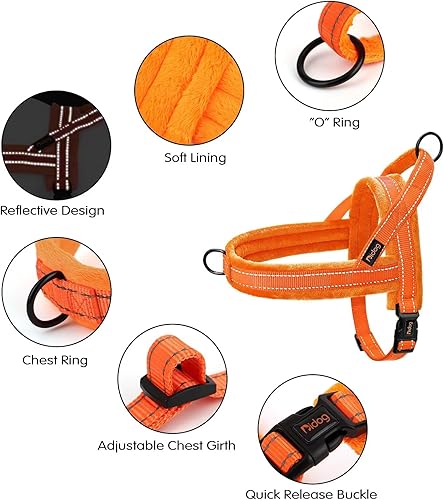 Miniatura 2 de Didog Arnés de chaleco acolchado de franela suave para perro, a prueba de escapeajuste rápido, arnés reflectante para perro, fácil para entrenar y