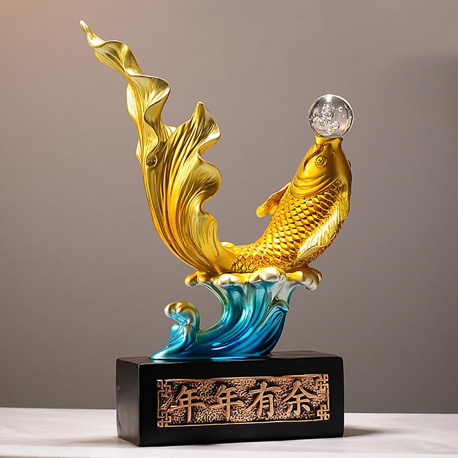 Amazon.com: Chinese Feng Shui Fish Statue, Handmade Resin Koi