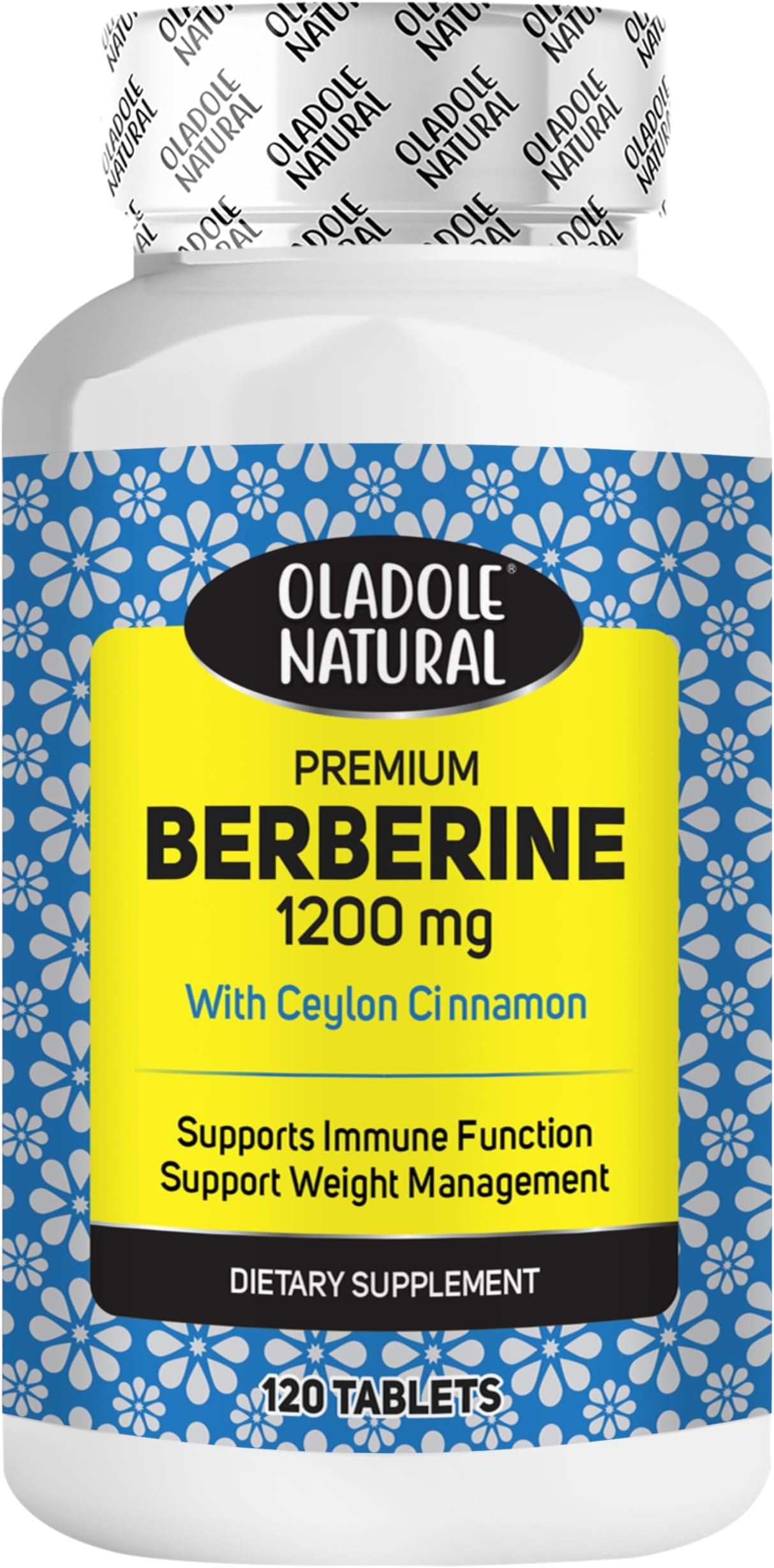 Oladole Natural Berberine with Ceylon Cinnamon 1200mg 120 Tablets Premium Formula for Weight Management, Antioxidant, Healthy Metabolism, Immune Function, Heart Health, Cholesterol | Gluten-Free