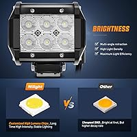 Vista 3 de Nilight Barra de luz LED, 18 W, 1260 lm, todo terreno, conducción, antiniebla, iluminación de trabajo para camioneta, tractor, camioneta, barco