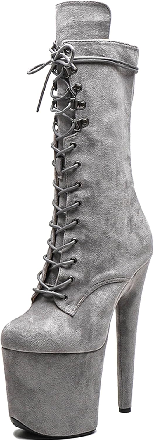 WUXIN H&P 8 in Pole Dancing Ankle Boots Shoes Heel For Women’s, Exotic 20 cm High Heel Stiletto Platform Boots