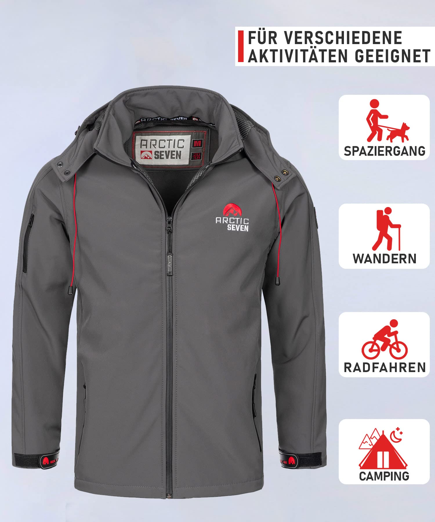 Męska kurtka softshellowa, kurtka funkcyjna, outdoorowa, kurtka przeciwdeszczowa, oddychająca, polarowa wyściółka wewnętrzna AS087