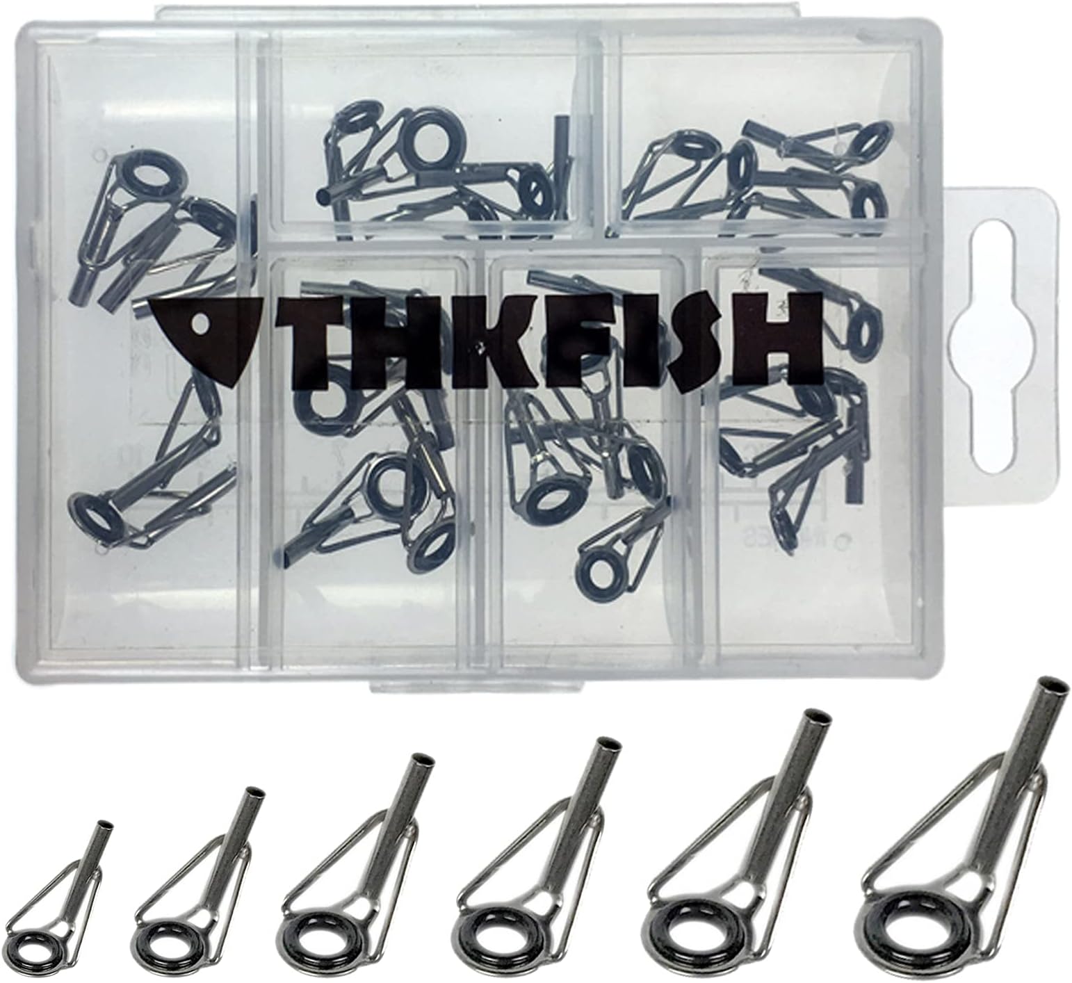 QualyQualy Fishing Rod Tip Repair Kit Fishing Rod Guides Stainless Steel Ceramic Ring Rod Tip Guide Replacement Fishing Rod Repair Kit 6pcs/7pcs/30pcs
