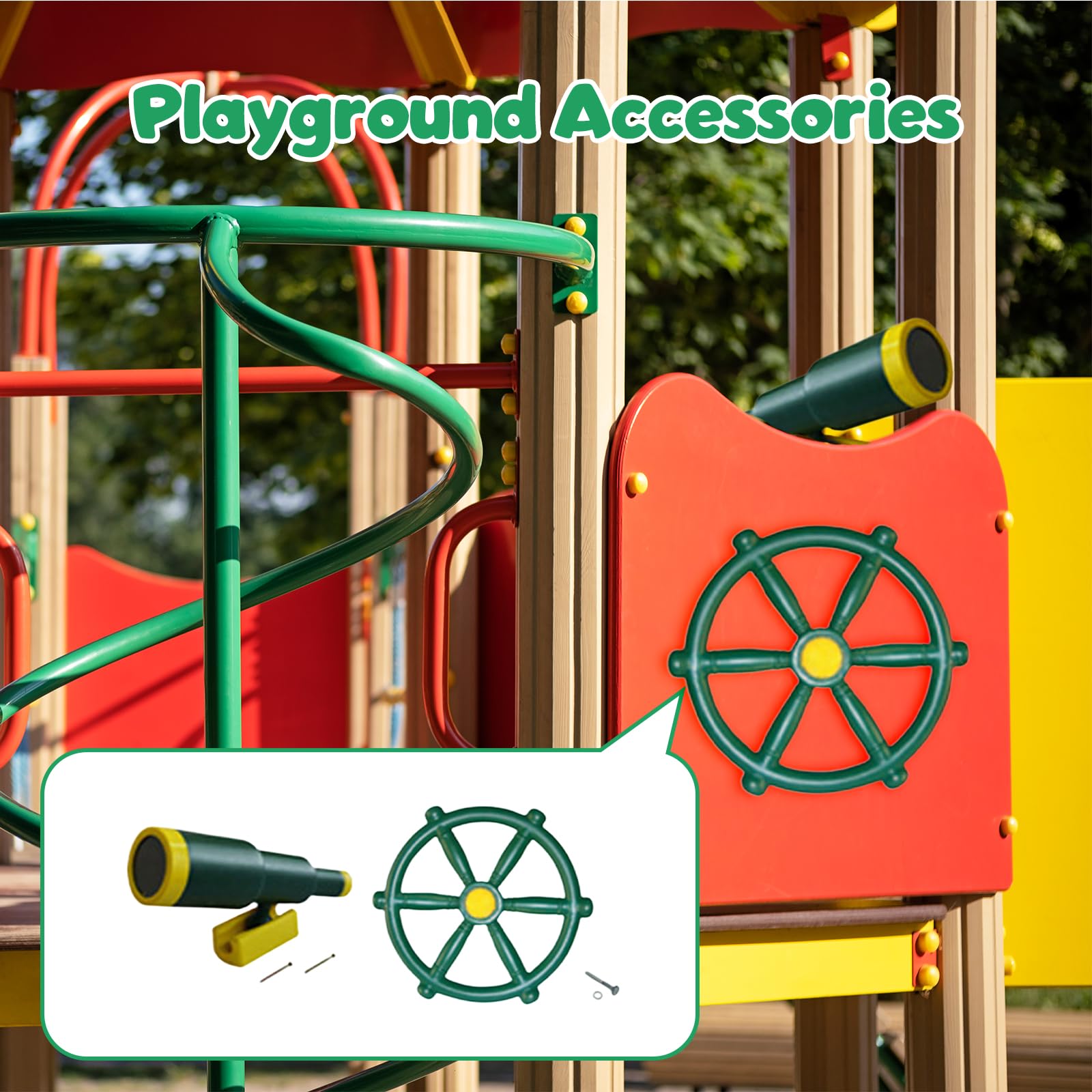 Luwecf Outdoor Garden Toy Playground Toy Set Kids Play House Accessories Outdoor Tree House Accessories Telescope Steering Wheel for Playground Treehouse for Kids Children Boys Girls Gift style C - Image 2
