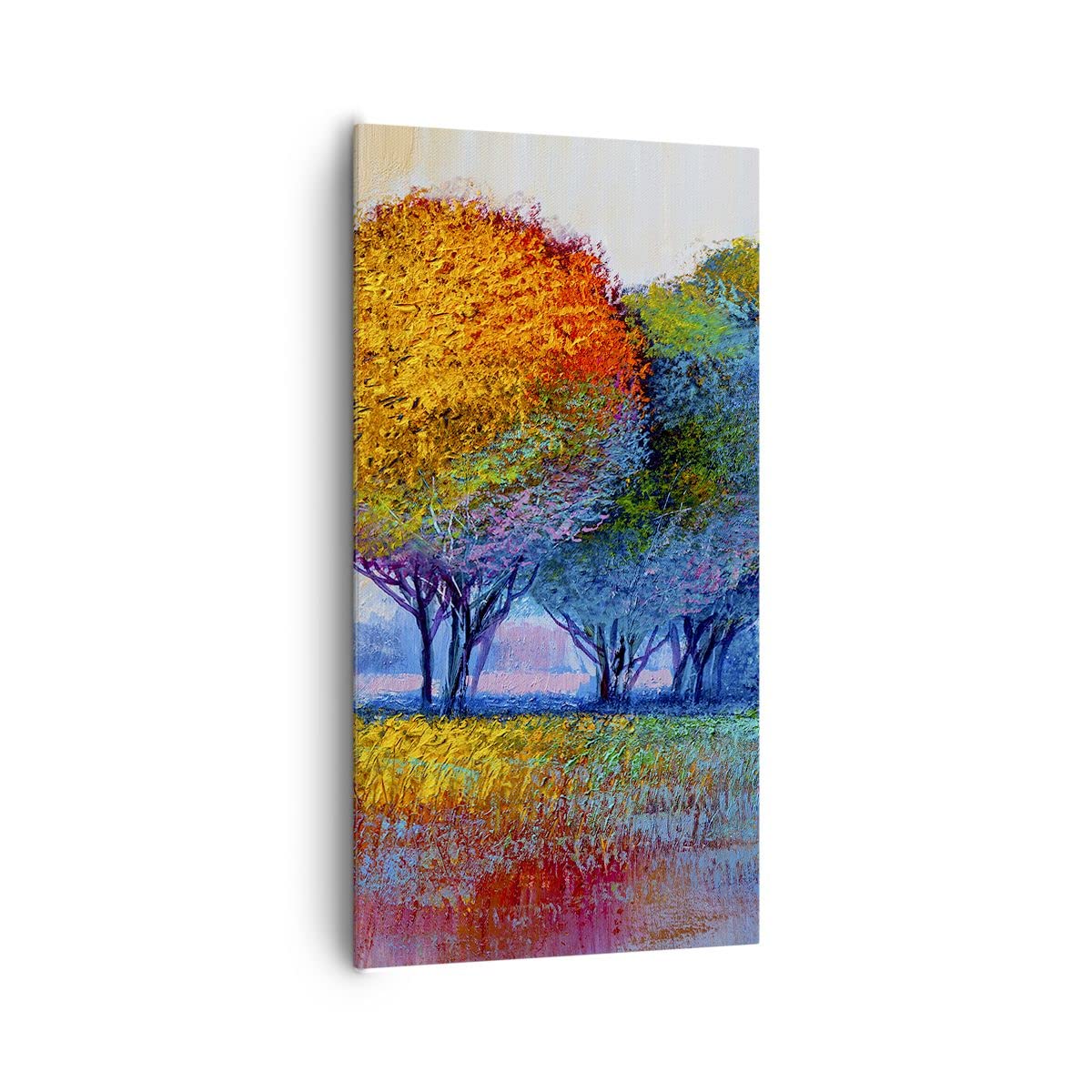Cuadros Decoracion Salon arboles pradera verano Lienzos decorativos 65x120cm Cuadro Sobre Lienzo Moderno Vertical Dormitorio Cocina Cuadros Pared Imágenes Wall Art Prints Decor Grande PA65x120-4094