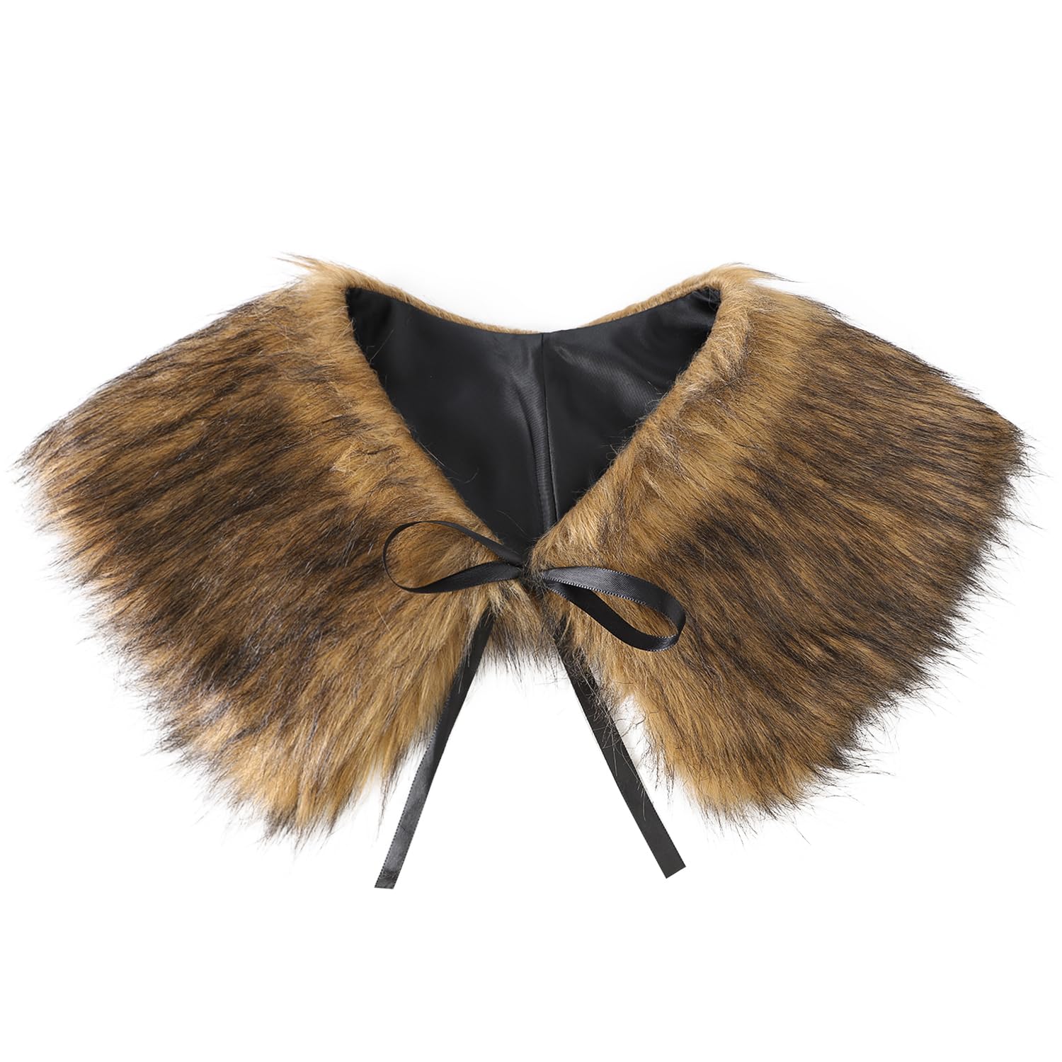 JNGUOSICN Medieval Cape Faux Fur Shawl for Kid Medieval Fur Collar Shoulder Wrap Viking Cloak Renaissance LARP Cosplay Costume Cape Halloween Fancy Dress Accessory Prop for Boys Girls