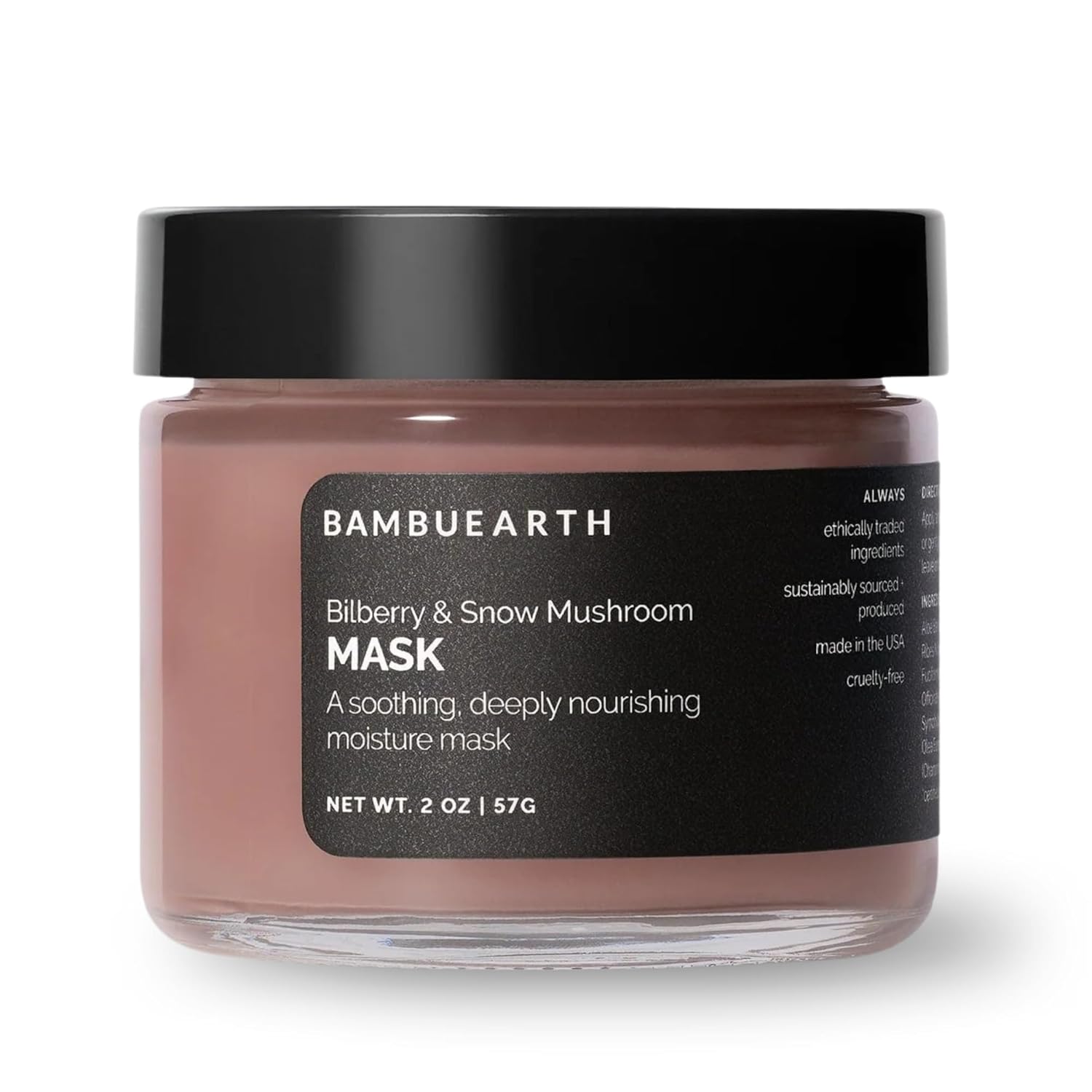 BAMBU EARTH Bilberry & Snow Mushroom Mask (2 oz) - Nourishing Facial Mask for All Skin Types, Blends with Powerful Organic Skin Care Ingredients for Deep Hydration Leaving Your Skin Soft & Supple