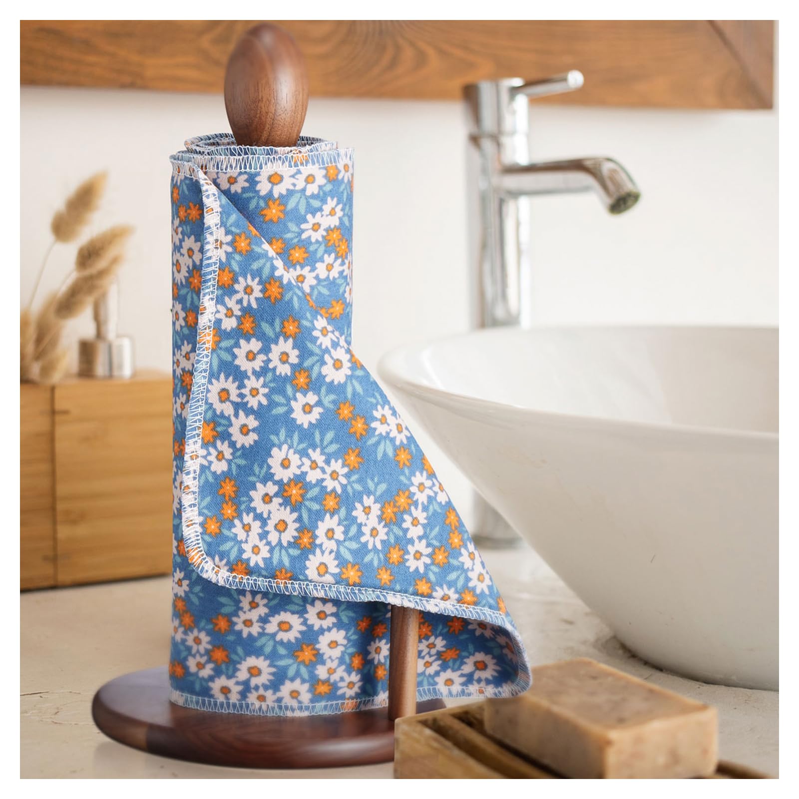 2-Ply Reusable Paper Towels Napkins Rolls Washable - 12 Pack Alternative Eco Friendly for Kitchen, Hand Paper Towels for Bathroom