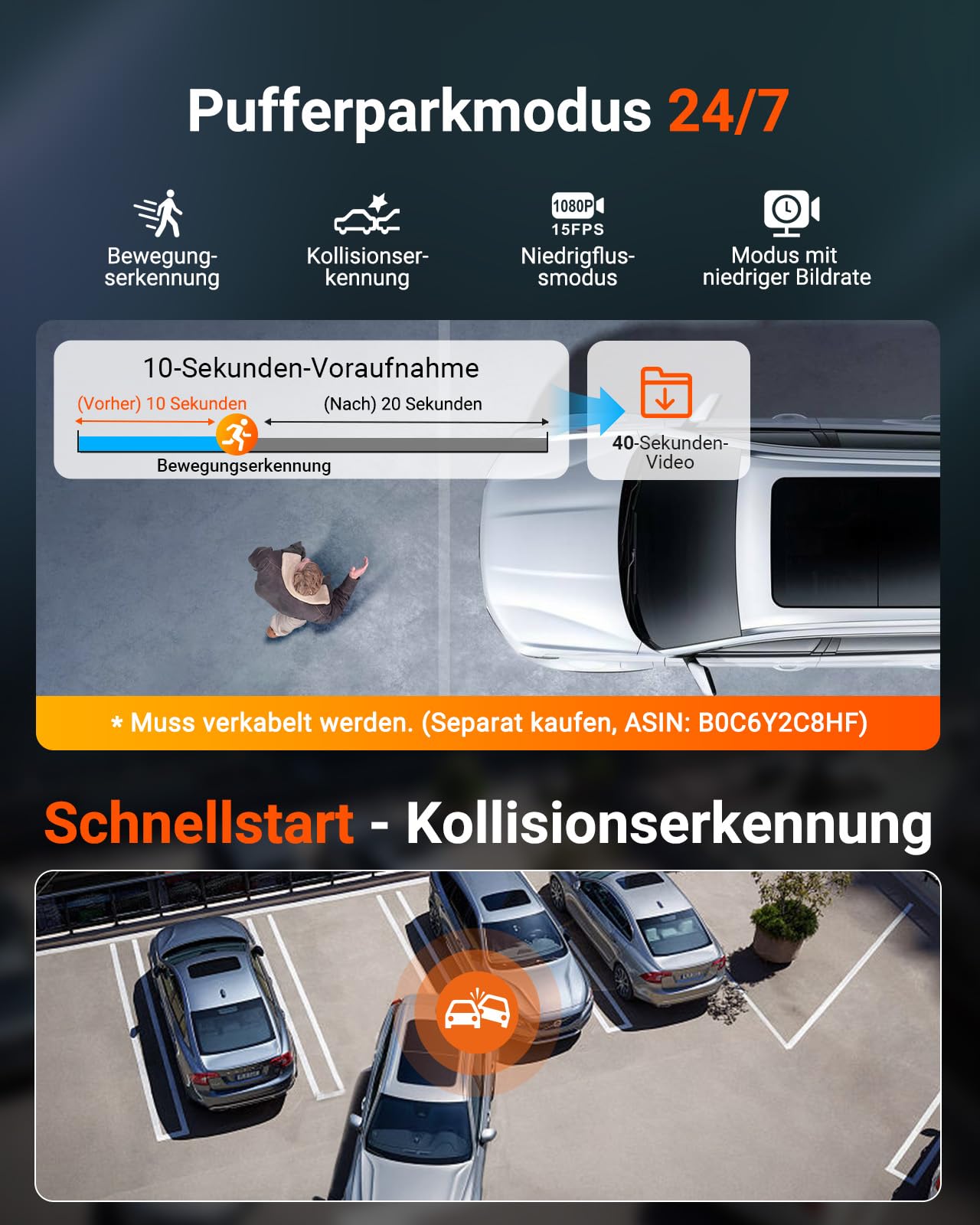 VANTRUE N4S 3 Kanal Dashcam 2.7K+2.5K+1440P STARVIS 2 HDR Nachtsicht 5GHz WLAN GPS 24h Parküberwachung G-Sensor