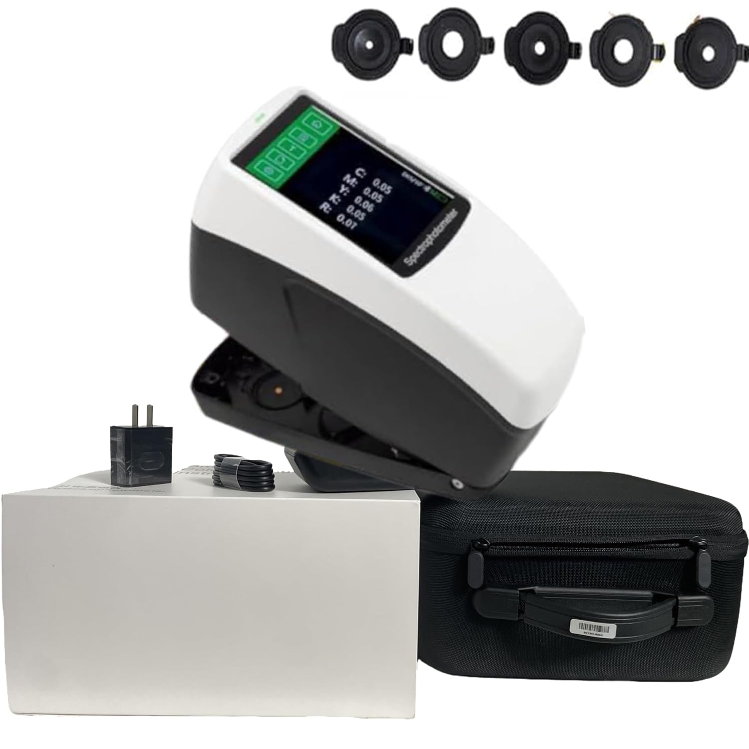 Spectrodensitometer Densitometer Spectro Density Meter with USB Interface Wavelength Range 400-700nm 5 Apertures 11mm 10mm 6mm 5mm 3mm 0.02 Repeatability 10000 Items Storage Color Screen