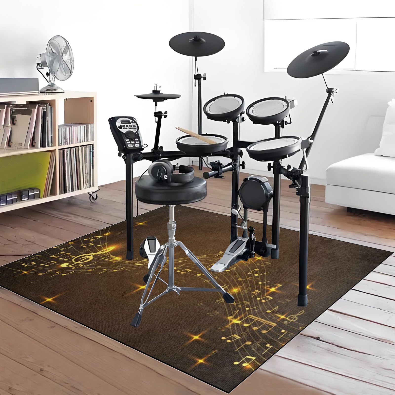 Schlagzeugteppich Elektrisches Schlagzeug Teppich Professionelles rechteckiges Schallschutz Trommelmatte Music Drum Teppich Carpet Innen und Außen 150 x 120 cm Trommelteppich für Studio Wohnung