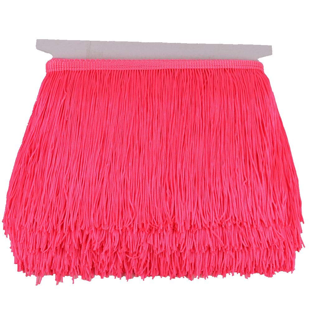Heartwish268 Fringe Trim Lace Polyerter Fibre Tassel 6inch Wide 10 Yards Long for Clothes Accessories Latin Wedding Dress DIY Lamp Shade Decoration Black White Red(Fluorescent Peach)