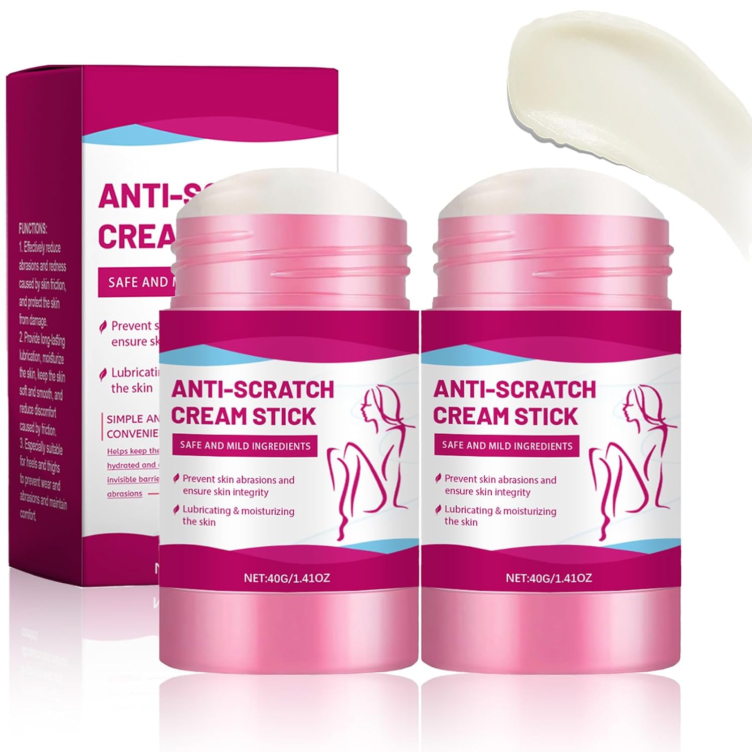 Anti-chafing stick 2 pieces anti-chafing balm stick effective protection against chafing and blisters anti-friction thighs for shoulders armpits thighs ankles and other skin areas