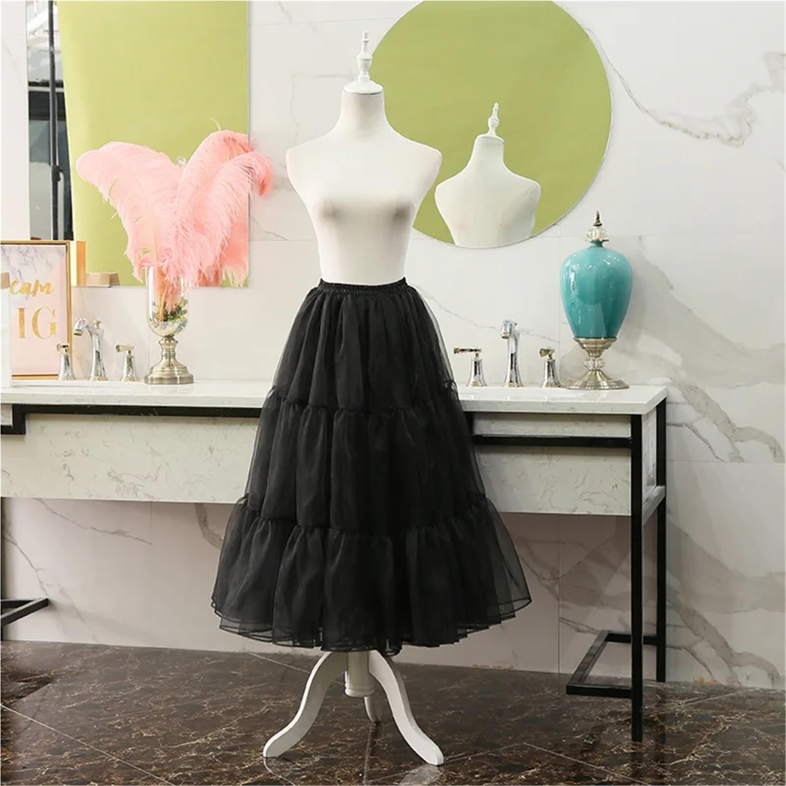 80CM Langer Puffy Rock Halloween Frauen Krinoline Vintage Petticoat for Hochzeit Abend Cosplay Unterrock Rockabilly Tutu