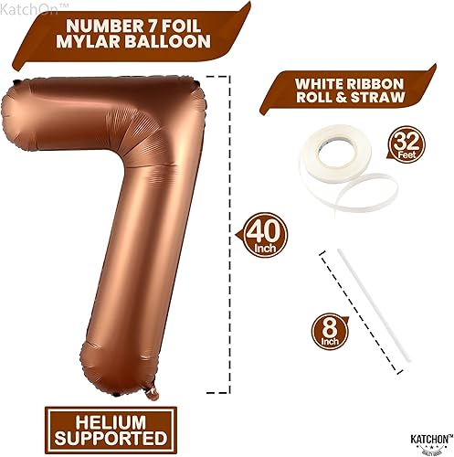 Miniatura 4 de KatchOn, Globo gigante marrón café con el número 7, 40 pulgadas, decoraciones marrones, decoración de café moca de 7 café, globo marrón 7,