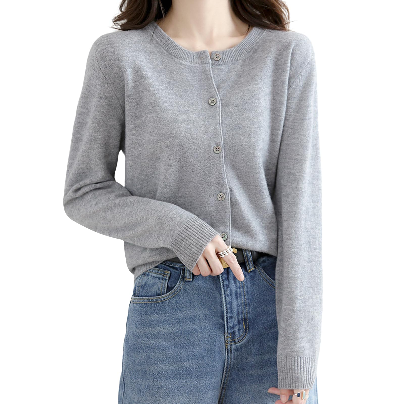 Women's Knit Top, Autumn and Winter, Front Opening, Convenient Layering, Easy to Wear, Body Cover, Slimming, Small Face, Plain, High Elasticity, Sweater, Cut and Sewn, Inner, Long Sleeve, Simple