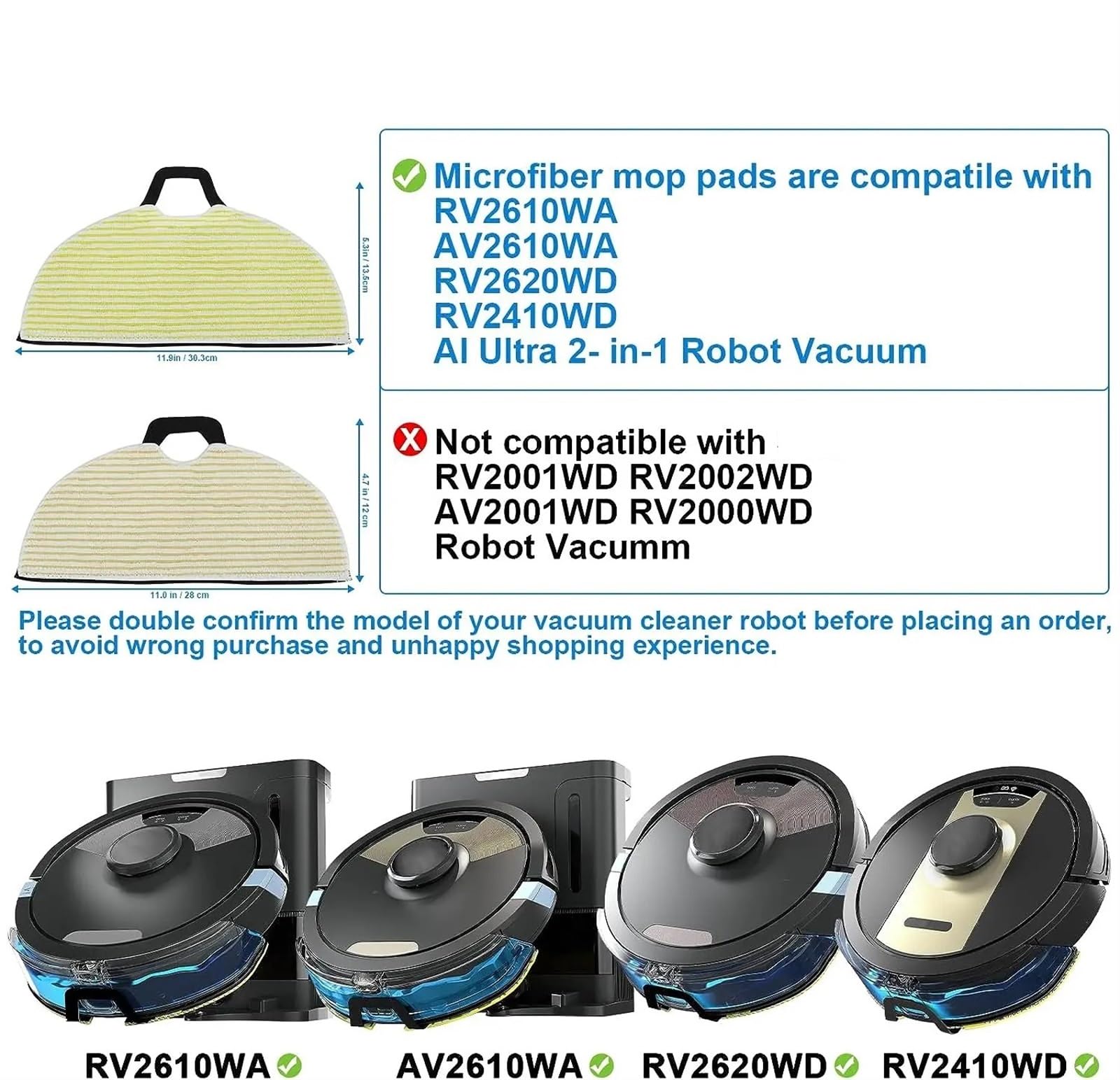 Wivplex For Shark, for AV2610WA RV2610WA RV2410WD RV2610WD RV2610WFUS Stofzuiger Mop Doek Pad Kit Vervangende Onderdelen Accessoires NaN(4pcs
