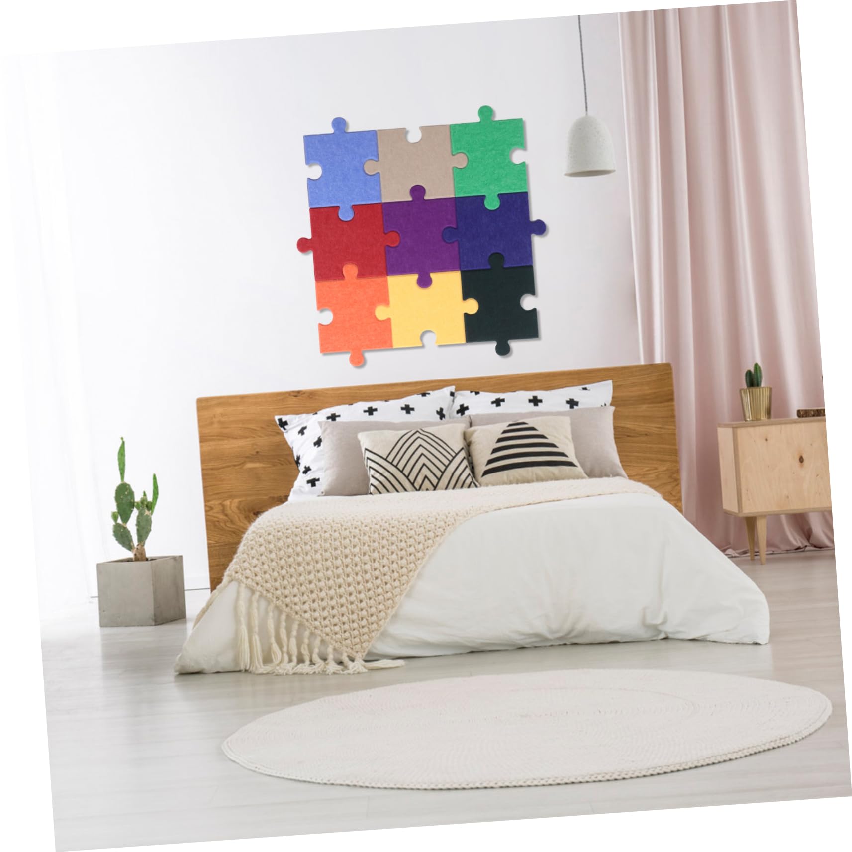 DECHOUS 10 Stück-Pack Selbstklebende Filz Puzzleteile Wandaufkleber Filzplatten Vielseitige Wanddekoration Kinderzimmer Büro Wohnzimmer