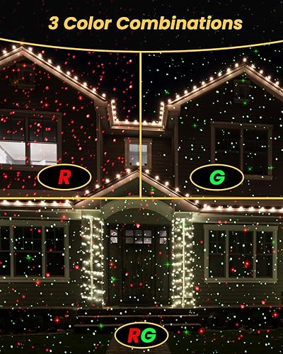 Miniatura 2 de Proyector de luces de Navidad para exteriores con control remoto, luz láser de galaxia roja y verde con IP65 impermeable, decoración del hogar para