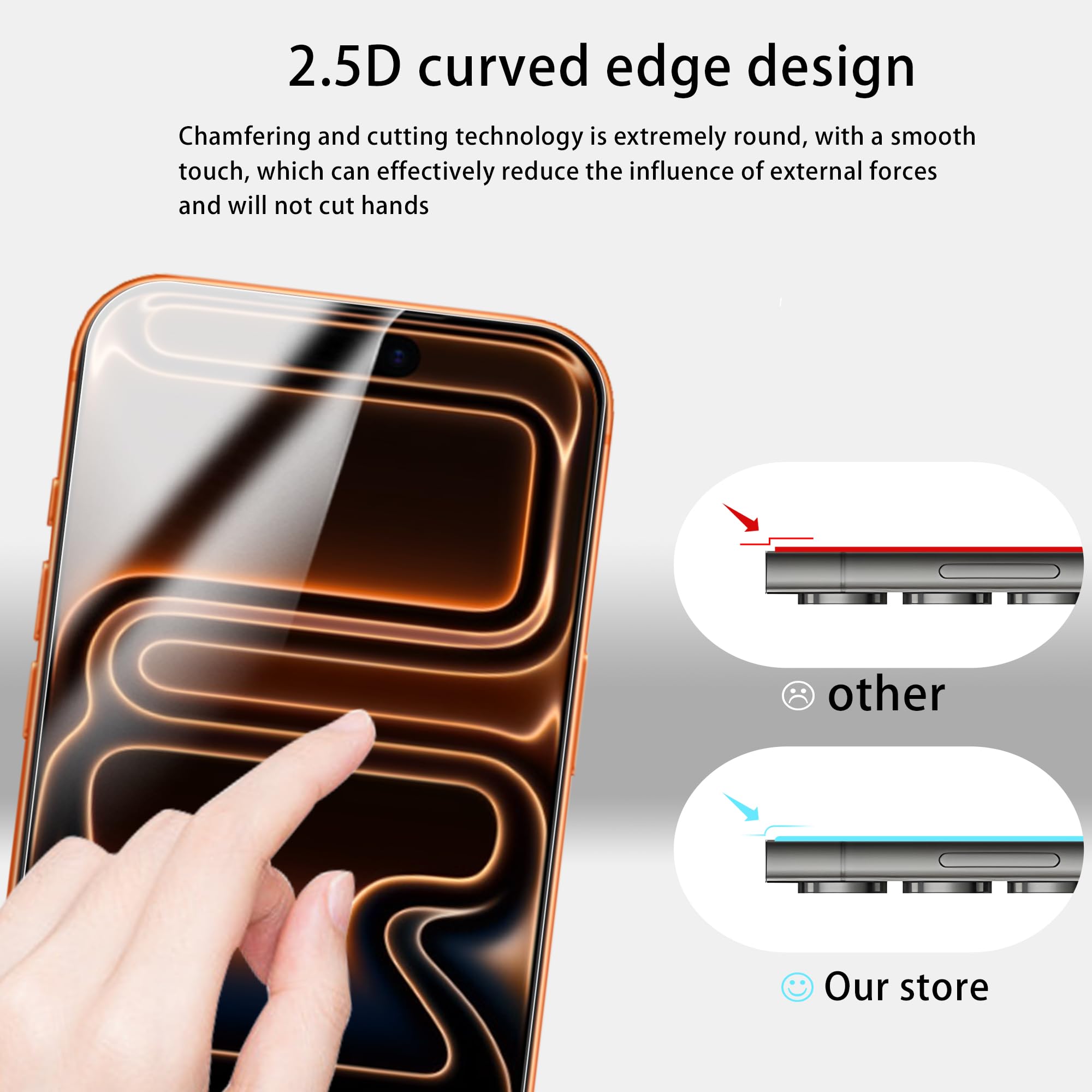 Displayschutzfolie für iPhone 17 Pro, gehärtetes Glas, 2 Stück, mit einfachem Ausrichtungswerkzeug